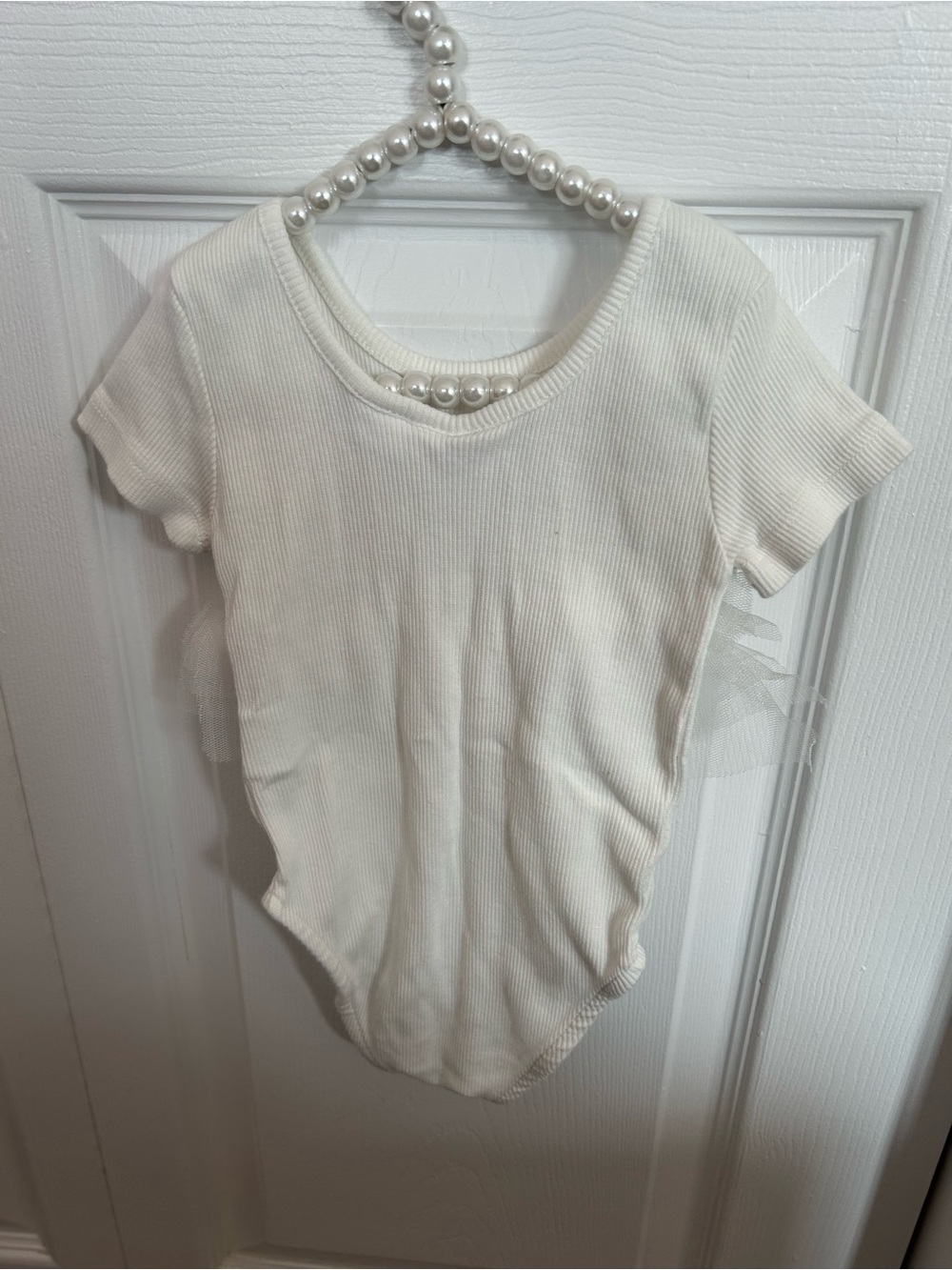 Zara White Ruffle Ribbed One-Piece Bodysuit - Picture 3 of 4